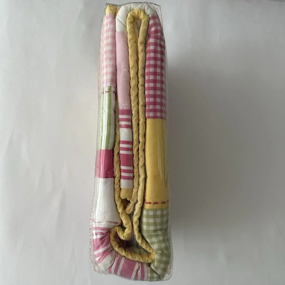 Pottery Barn Kids Kasey Standard Pillow Sham Quilted Cotton NIP 20x26 Pink Green